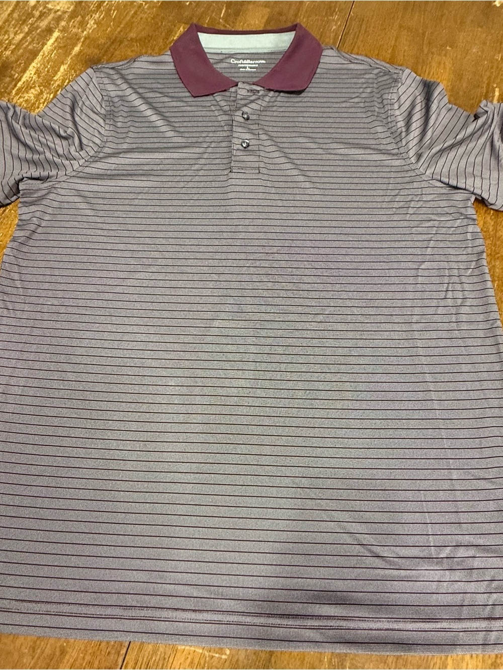 croft & barrow Men’s Maroon Collar Striped Polo